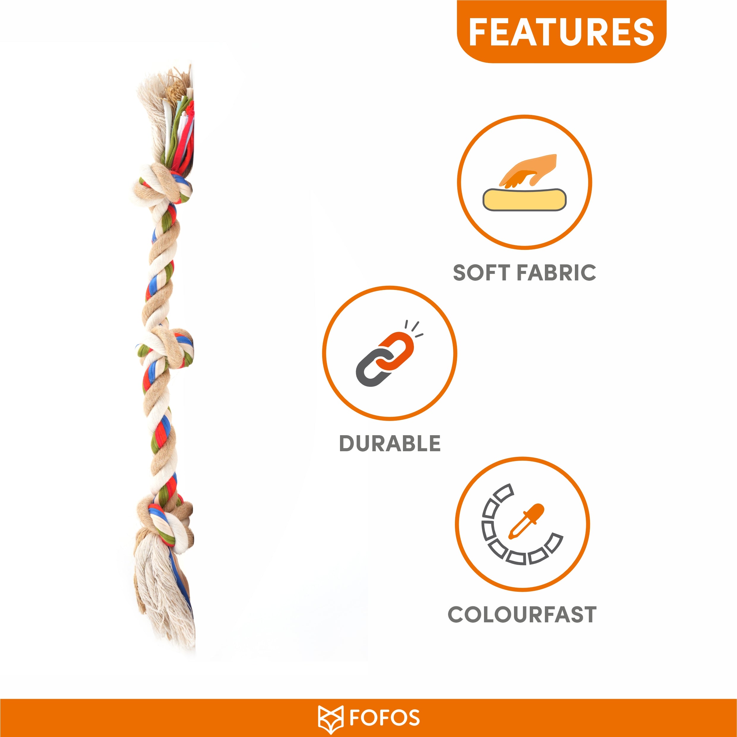 FOFOS FLOSSY 3 KNOTS ROPE TOY