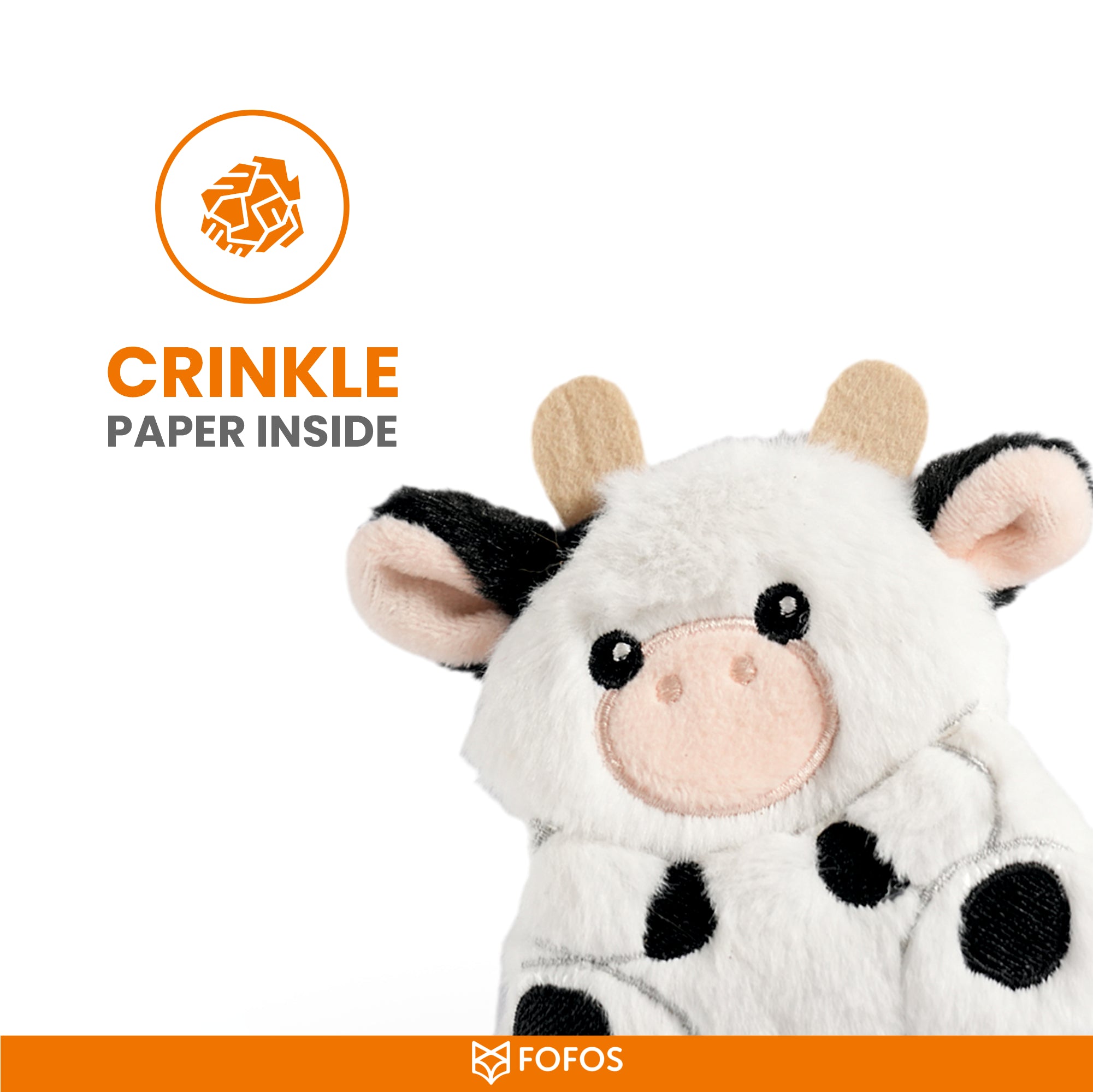 FOFOS floppy Crinkle Cat Toy Cow