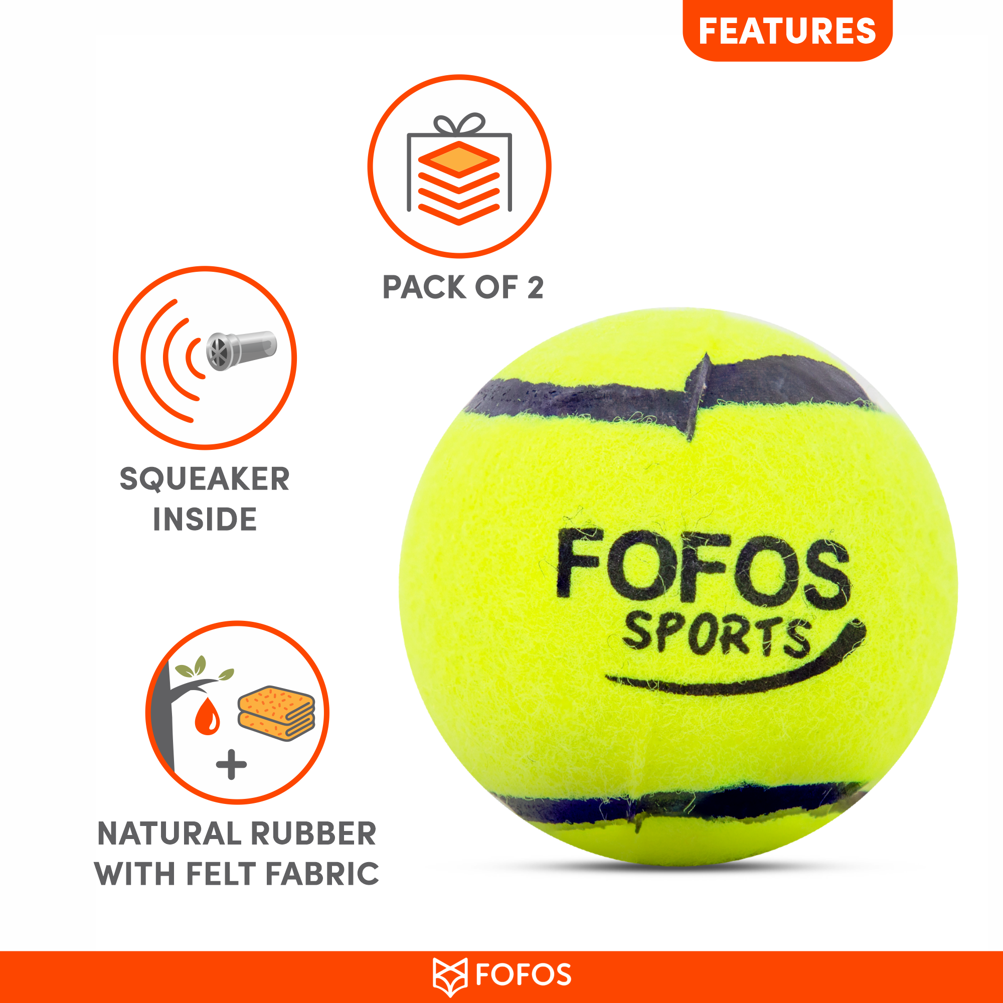 FOFOS Sports Fetch Ball 2pk