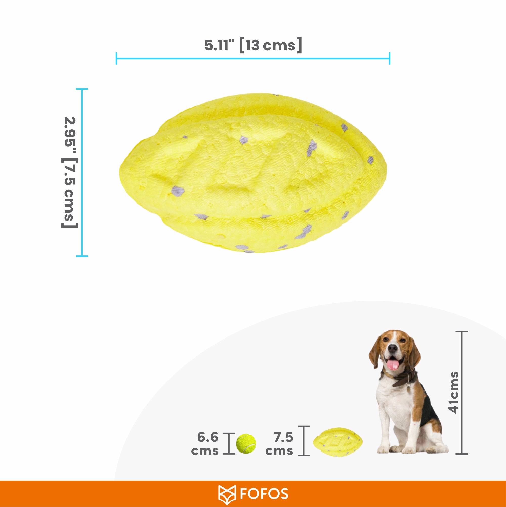 FOFOS ETPU rugby ball fetch dog toy yellow